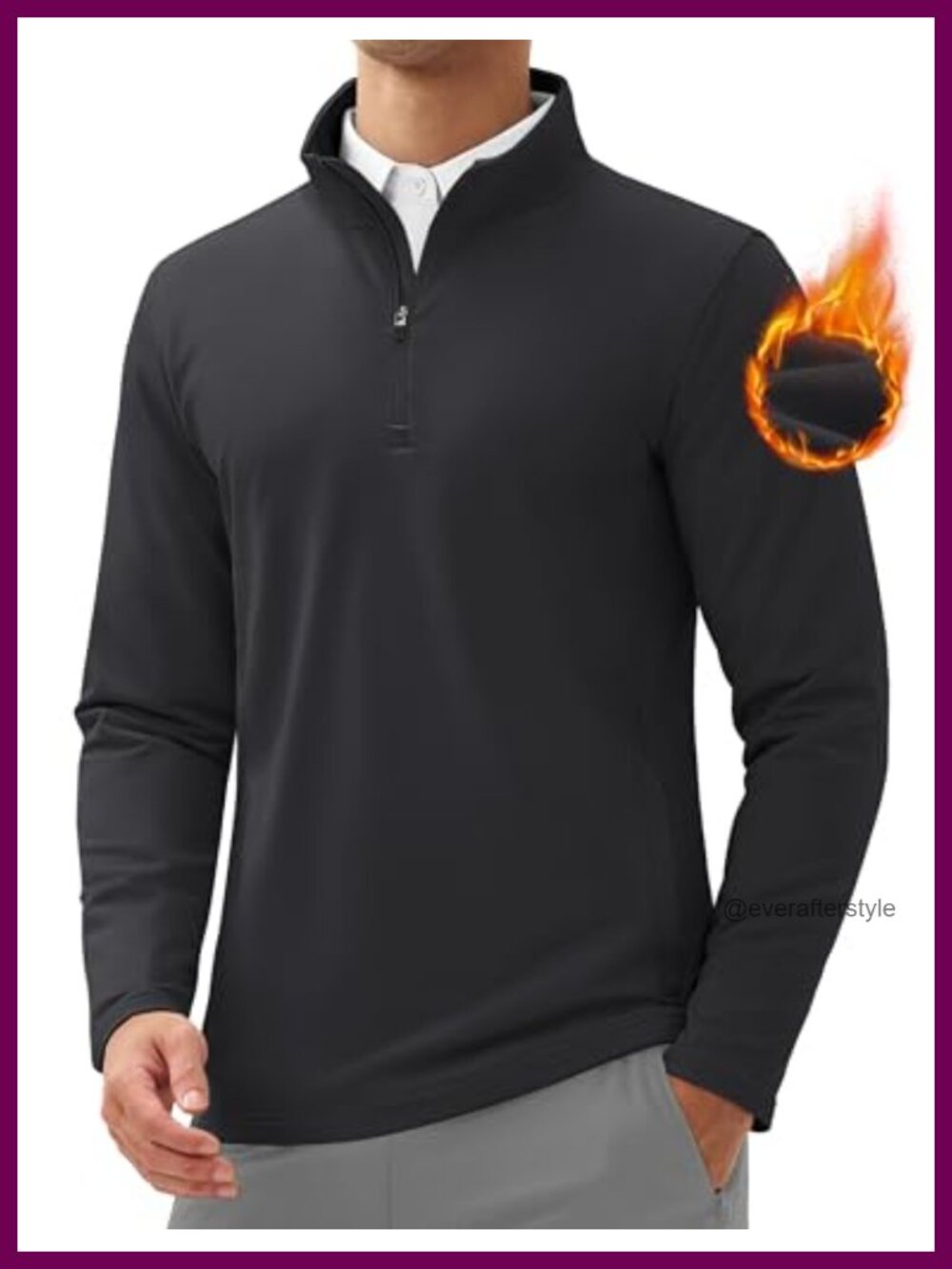 Men's Quarter Zip Fleece Lined Pullover Sweatshirt Golf Jacket